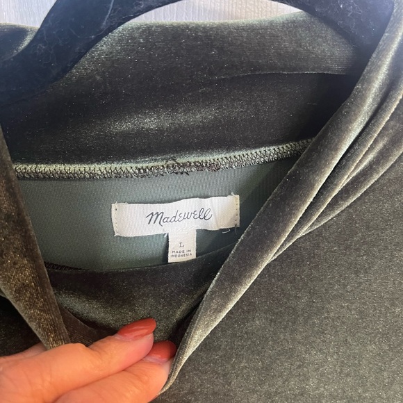 Madewell Crushed Green Velvet👗 Dress, Size L - Picture 6 of 6